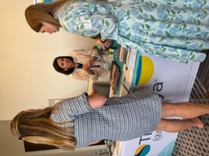 female resident visits booth